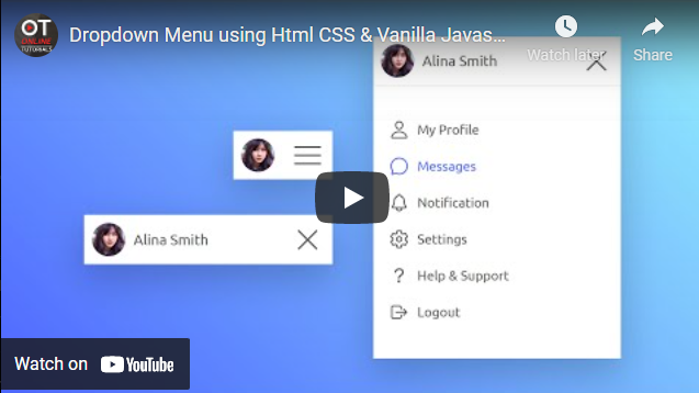 Dropdown Menu using Html CSS & Vanilla Javascript | User Account Navigation Project