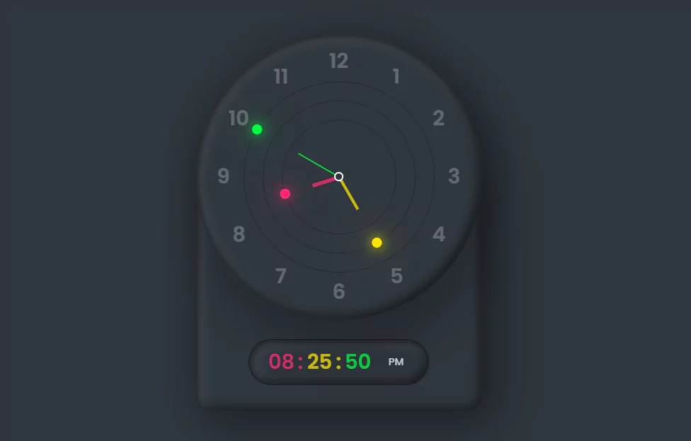 Amazing Working Analog and Digital Clock Design using Html CSS & Javascript