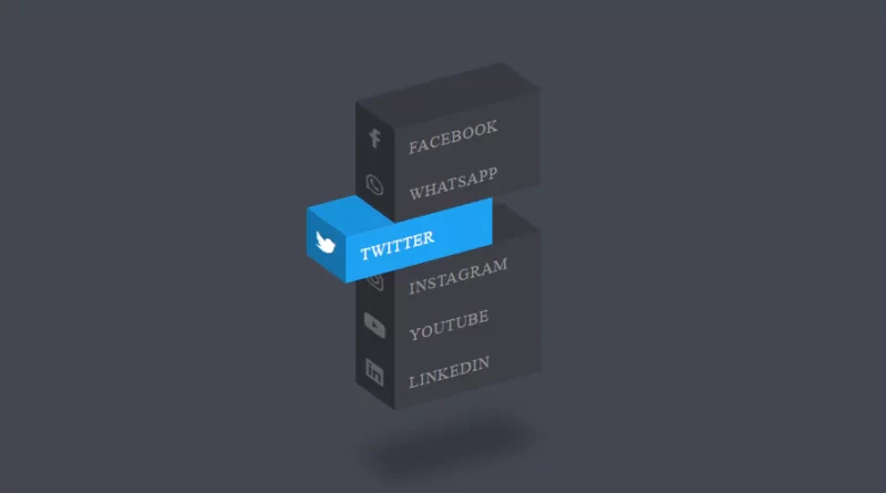 CSS 3D Isometric Social Media Menu Hover Effects