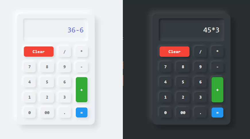 Neumorphism Calculator using Html CSS JavaScript