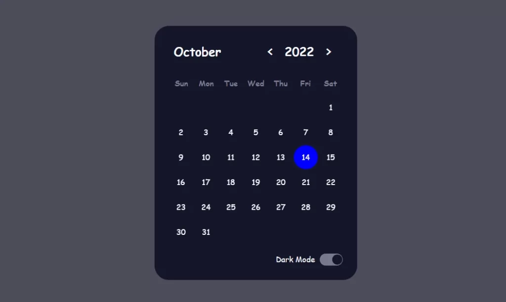Make A Calendar App Using HTML CSS JavaScript